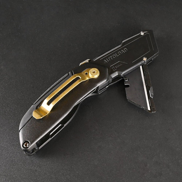 [FK12-BG] KUROKIN 黒金(Black & Gold) 電工ユーティリティナイフ（折りたたみタイプ） 単品1丁 - MisakaZoo