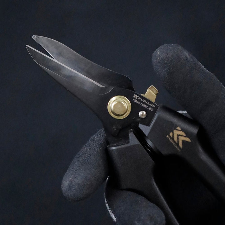 [FM04-180NL-BG] KUROKIN 黒金(Black & Gold) 電工ストレートバサミ ロック付 単品1丁 - MisakaZoo