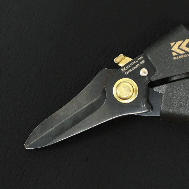[FM04-180NL-BG] KUROKIN 黒金(Black & Gold) 電工ストレートバサミ ロック付 単品1丁 - MisakaZoo