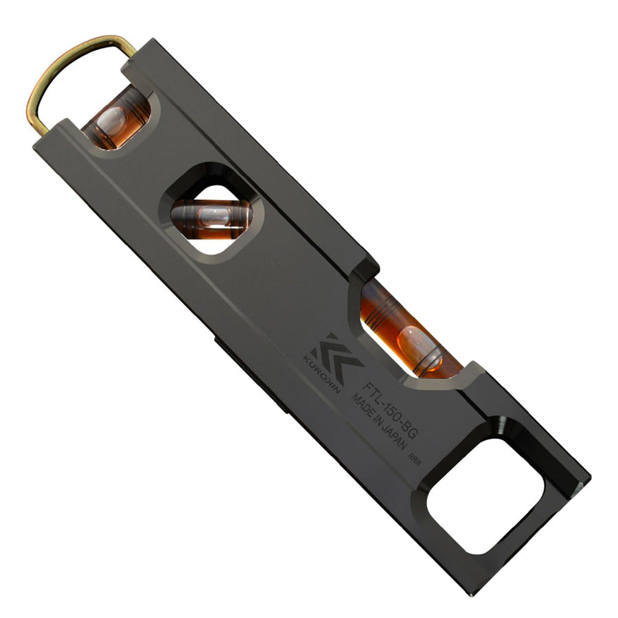 [FTL-150-BG] KUROKIN 黒金(Black & Gold) アルミ水平器（二穴・スリム）150mm 単品1個 - MisakaZoo