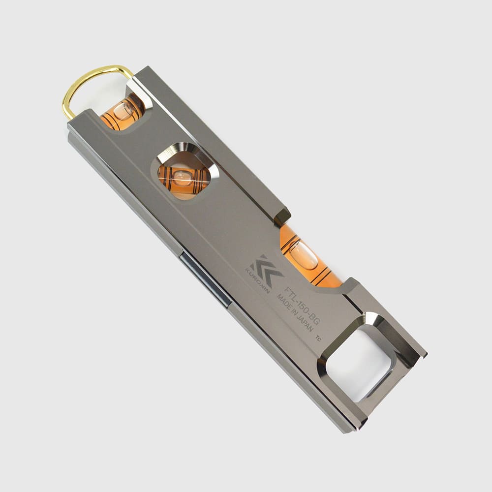 [FTL-150-BG] KUROKIN 黒金(Black & Gold) アルミ水平器（二穴・スリム）150mm 単品1個 - MisakaZoo