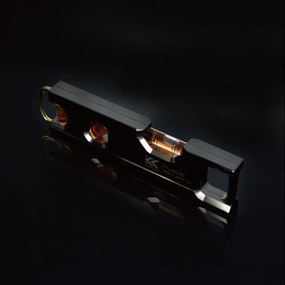 [FTL-150-BG] KUROKIN 黒金(Black & Gold) アルミ水平器（二穴・スリム）150mm 単品1個 - MisakaZoo