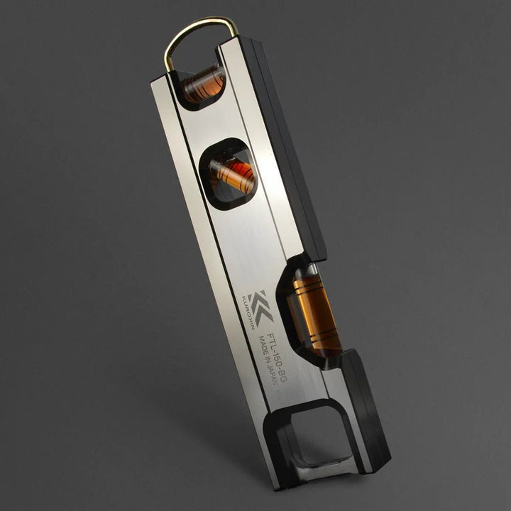 [FTL-200-BG] KUROKIN 黒金(Black & Gold) アルミ水平器（二穴・スリム）200mm 単品1個 - MisakaZoo