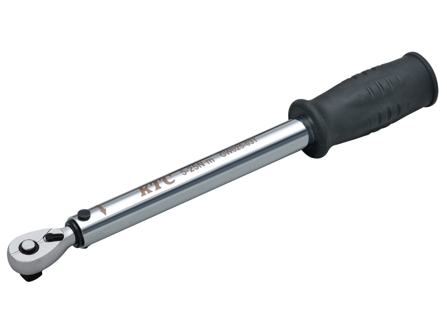 [GW025-03T] KTC(京都機械工具)9.5sq.プレロック型（単能型）トルクレンチ（5〜25N・m 全長271.7mm） 単品1本