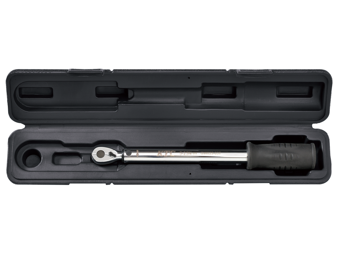 [GW025-03T] KTC(京都機械工具)9.5sq.プレロック型（単能型）トルクレンチ（5〜25N・m 全長271.7mm） 単品1本