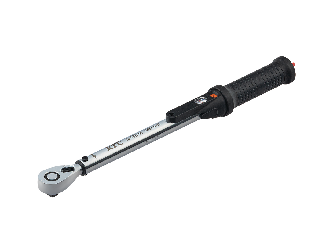 [GW050-03] KTC(京都機械工具)9.5sq.プレセット型トルクレンチ（10〜50N・m 全長374.9mm） 単品1本