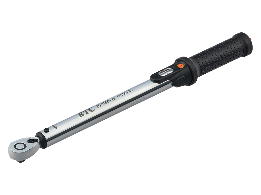 [GW100-03] KTC(京都機械工具)9.5sq.プレセット型トルクレンチ（20〜100N・m 全長446.9mm） 単品1本