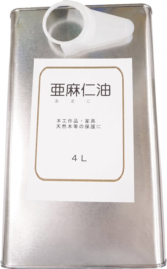 [MisakaZoo 石油缶ベロ付きセット MO-Pack] 亜麻仁油 天然植物油脂油性塗料 4L缶 クリア - MisakaZoo