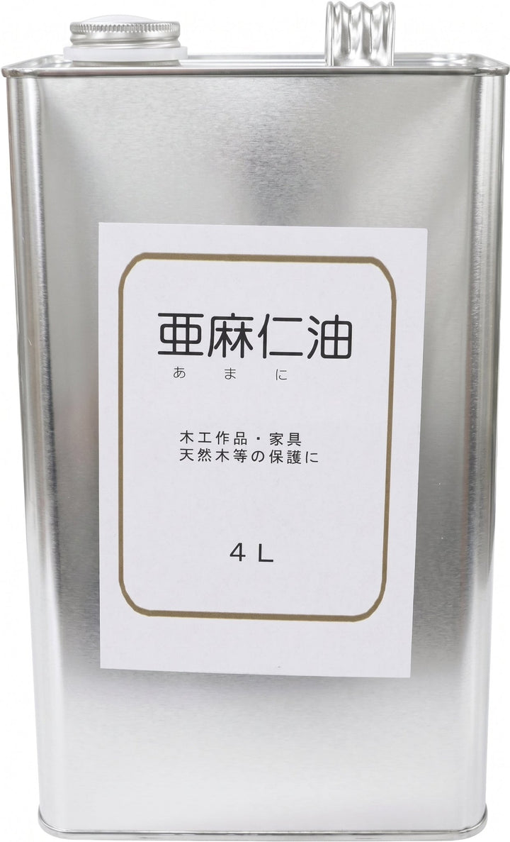 [MisakaZoo 石油缶ベロ付きセット MO-Pack] 亜麻仁油 天然植物油脂油性塗料 4L缶 クリア - MisakaZoo