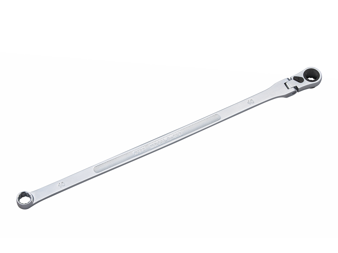 [MR15LA-10F] KTC(京都機械工具)超ロングラチェットめがねレンチ（首振りタイプ）（対辺10mm・全長315mm・D115.7） 単品1本 - MisakaZoo
