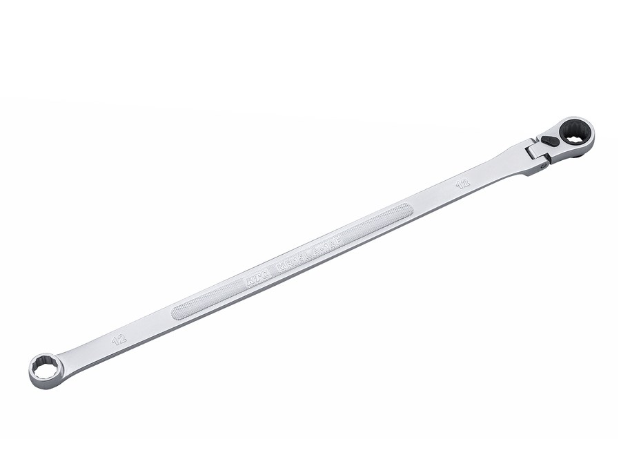 [MR15LA-12F] KTC(京都機械工具)超ロングラチェットめがねレンチ（首振りタイプ）（対辺12mm・全長350mm・D119.2） 単品1本 - MisakaZoo