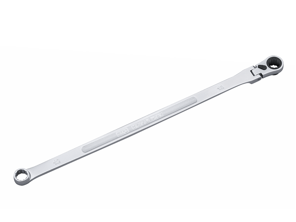 [MR15LA-12F] [MR15LA-10F to MR15LA-19F] KTC (Kyoto Tool) Extra-Long Ratcheting Box-End Wrench (Flex-Head Type) 1 Piece (6 Sizes Available) - MisakaZoo