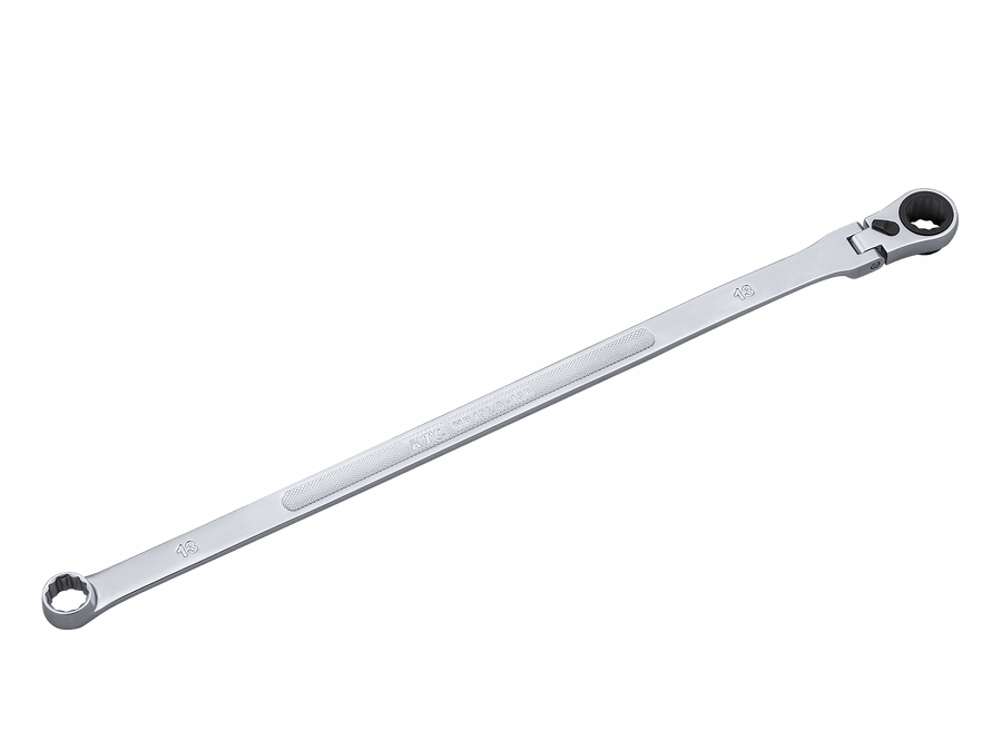 [MR15LA-13F] KTC(京都機械工具)超ロングラチェットめがねレンチ（首振りタイプ）（対辺13mm・全長380mm・D119.3） 単品1本 - MisakaZoo