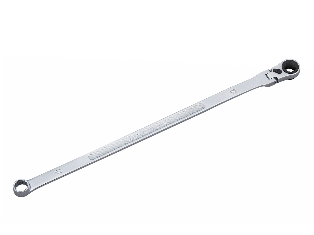 [MR15LA-13F] KTC(京都機械工具)超ロングラチェットめがねレンチ（首振りタイプ）（対辺13mm・全長380mm・D119.3） 単品1本 - MisakaZoo