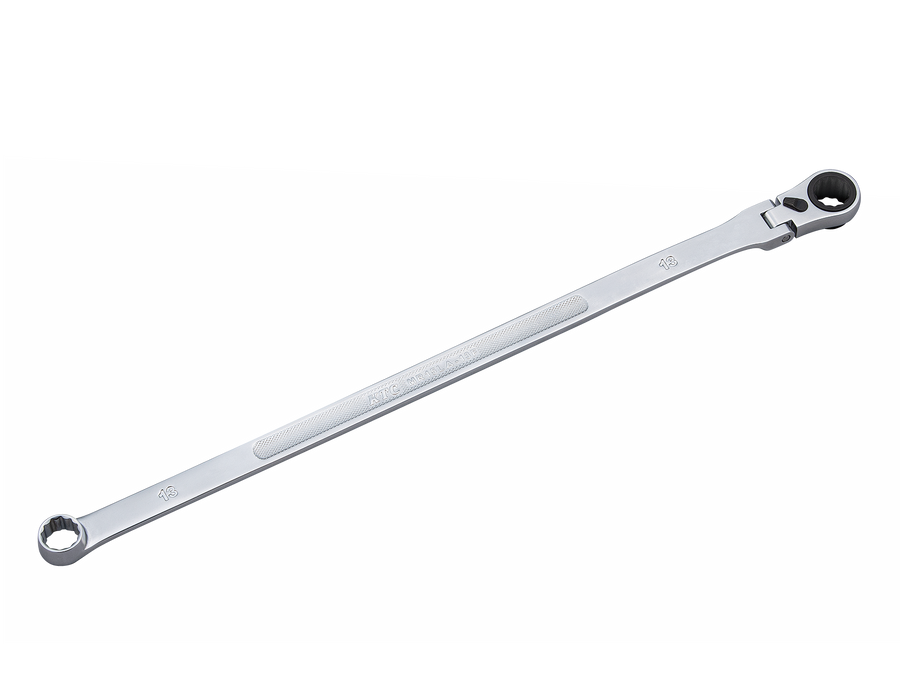 [MR15LA-13F] KTC(京都機械工具)超ロングラチェットめがねレンチ（首振りタイプ）（対辺13mm・全長380mm・D119.3） 単品1本 - MisakaZoo