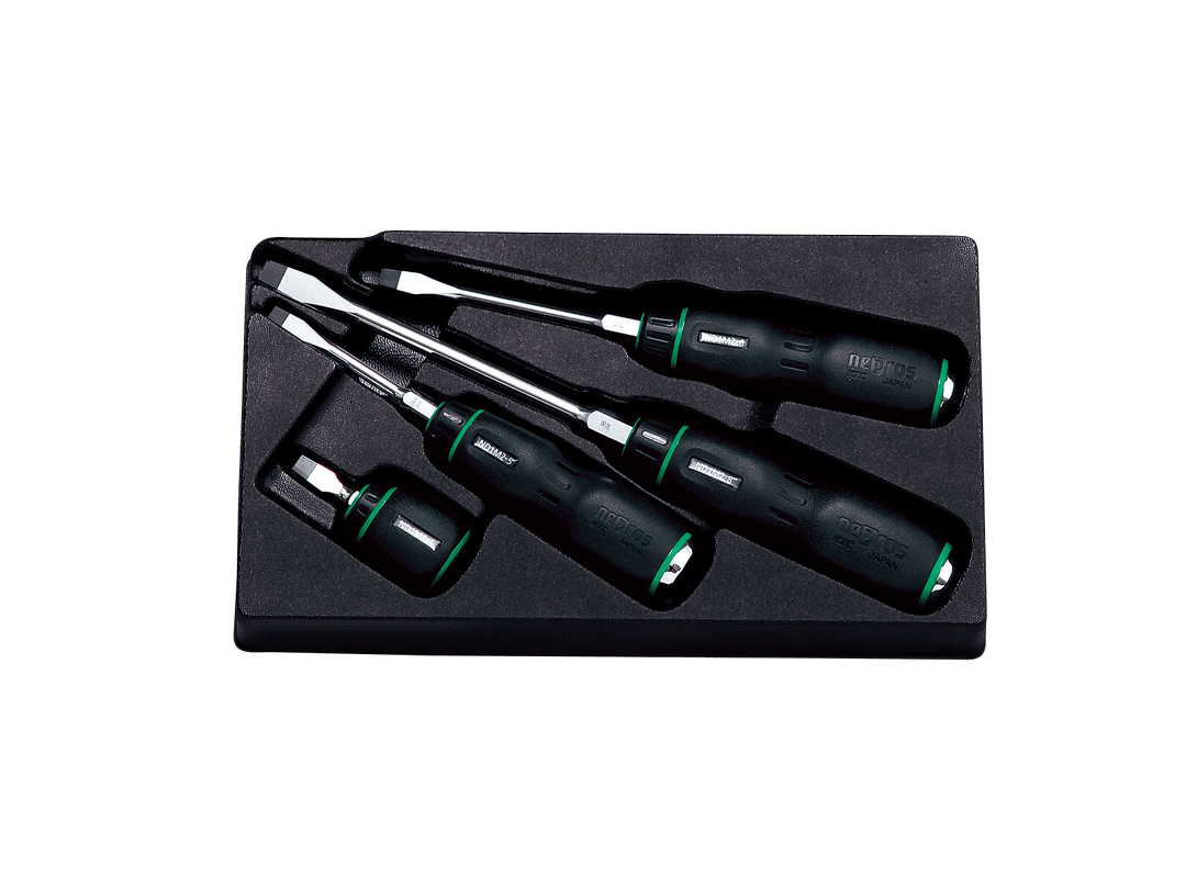 [NTD1M04] Nepros(ネプロス)樹脂柄マイナスドライバセット[4本組] セット品4本 - MisakaZoo