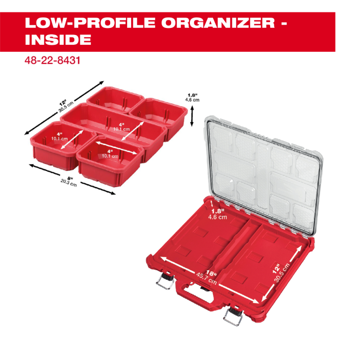 Outil Milwaukee « PackOut » | Organisateur Milwaukee Tool PACKOUT™ à profil bas (MTaille) 48-22-8431