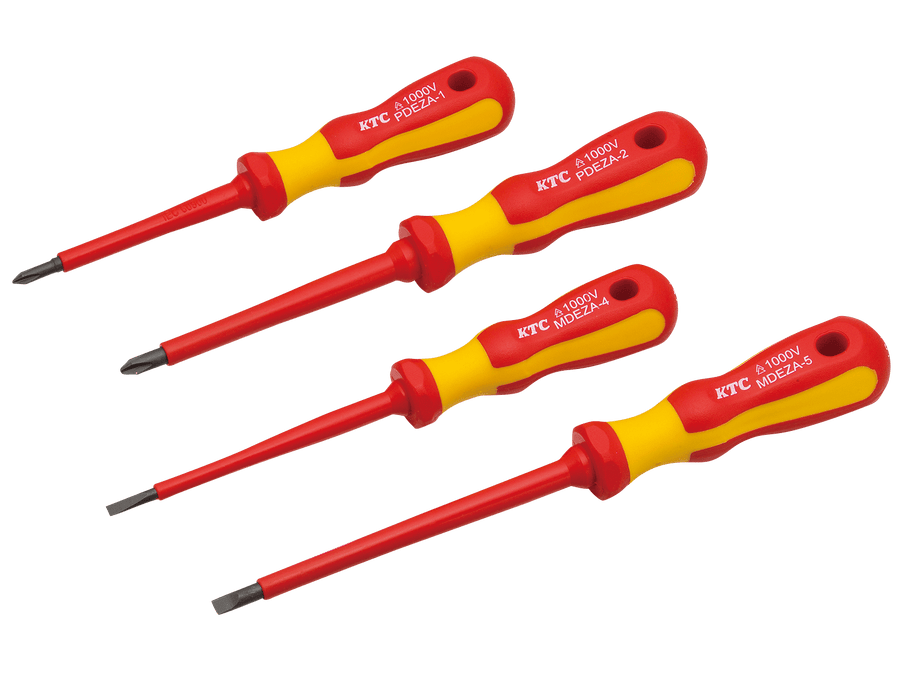 [PMDEZA4] KTC(京都機械工具)絶縁ドライバセット［4本組］（PDEZA-1・PDEZA-2・MDEZA-4・MDEZA-5） セット品4点 - MisakaZoo