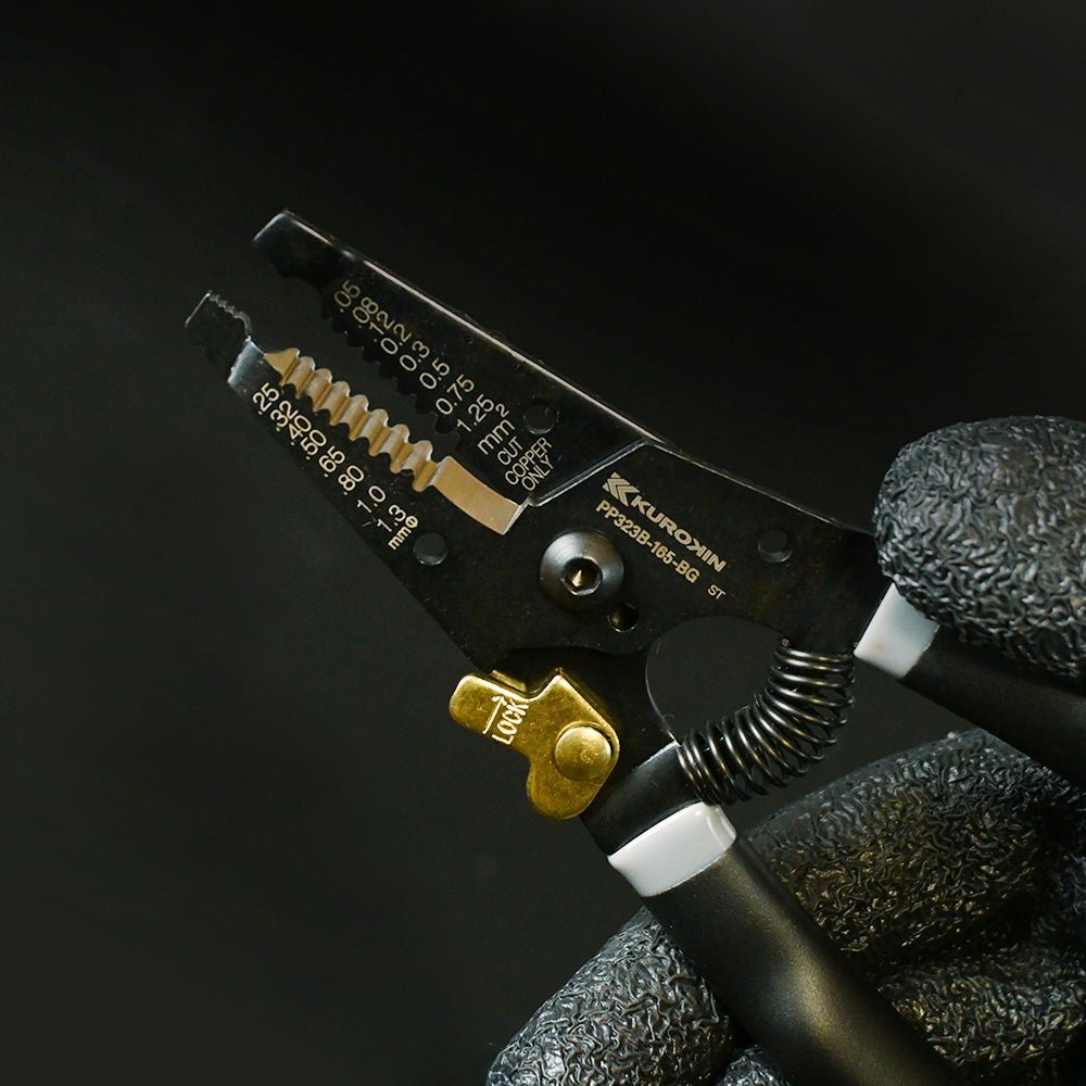 [PP323B-165-BG] KUROKIN 黒金(Black & Gold) ワイヤーストリッパ（バネ付） 単品1丁 - MisakaZoo