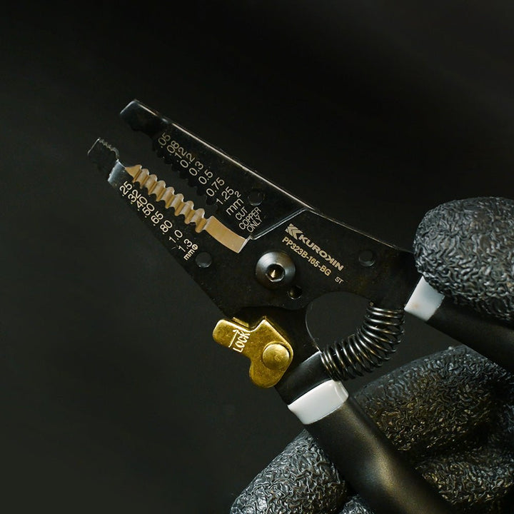 [PP323B-165-BG] KUROKIN 黒金(Black & Gold) ワイヤーストリッパ（バネ付） 単品1丁 - MisakaZoo