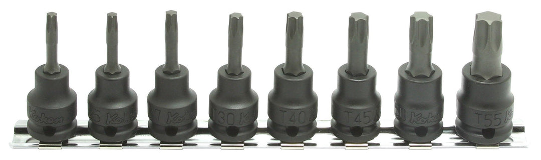 [RS13025/8-L50] Ko-ken(コーケン) 3/8"(9.5mm)SQ. インパクトトルクスビットソケットレールセット 8ヶ組 セット品8個 - MisakaZoo
