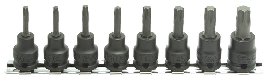 [RS13025/8-L50] Ko-ken(コーケン) 3/8"(9.5mm)SQ. インパクトトルクスビットソケットレールセット 8ヶ組 セット品8個 - MisakaZoo