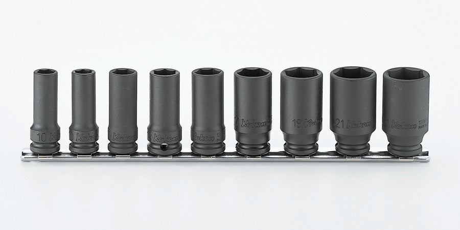[RS13301X/9] Ko-ken(コーケン) 3/8"(9.5mm)SQ. インパクト6角セミディープソケット(薄肉)レールセット 9ヶ組 セット品9個 - MisakaZoo