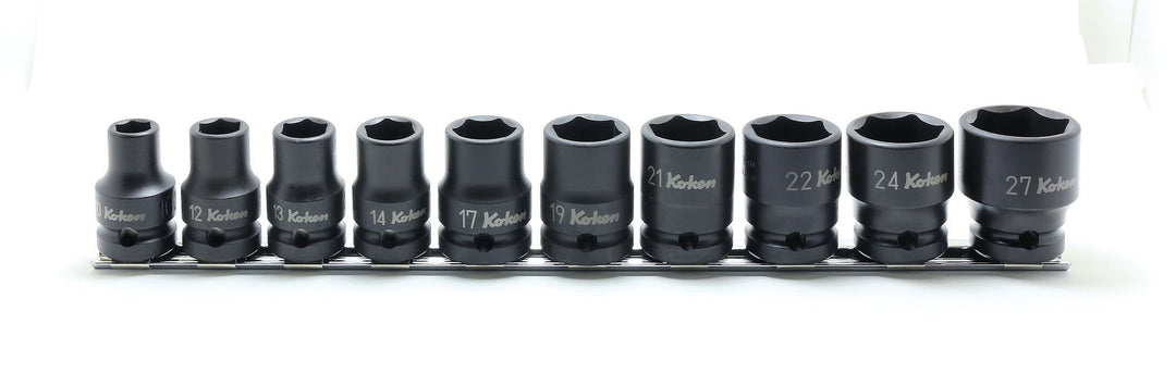[RS14401M/10] Ko-ken(コーケン) 1/2"(12.7mm)SQ. インパクト6角ソケット(薄肉)レールセット 10ヶ組 セット品10個 - MisakaZoo
