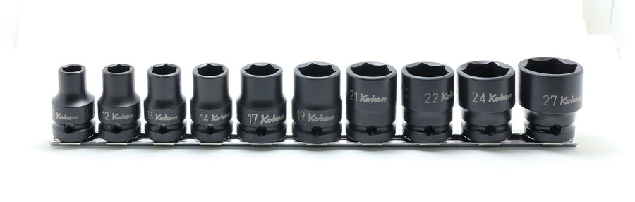 [RS14401M/10] Ko-ken(コーケン) 1/2"(12.7mm)SQ. インパクト6角ソケット(薄肉)レールセット 10ヶ組 セット品10個 - MisakaZoo