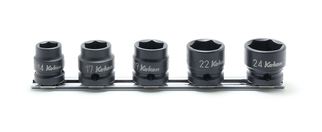 [RS14401MS/5] Ko-ken(コーケン) 1/2"(12.7mm)SQ. インパクト6角ショートソケット(薄肉)レールセット 5ヶ組 セット品5個 - MisakaZoo