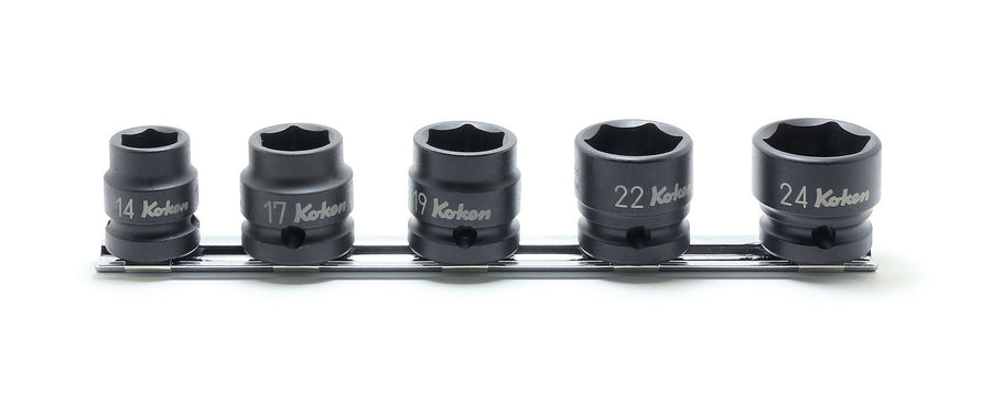 [RS14401MS/5] Ko-ken(コーケン) 1/2"(12.7mm)SQ. インパクト6角ショートソケット(薄肉)レールセット 5ヶ組 セット品5個 - MisakaZoo
