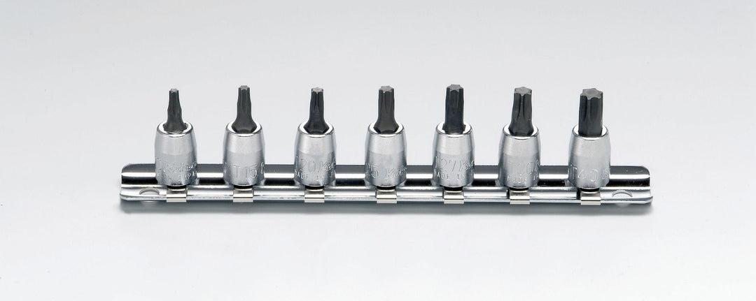 [RS2025/7-L28] Ko-ken(コーケン) 1/4"(6.35mm)SQ. トルクスビットソケットレールセット 全長28mm 7ヶ組 セット品7個 - MisakaZoo
