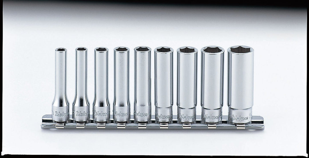 [RS2300A/9] Ko-ken(コーケン) 1/4"(6.35mm)SQ. 6角ディープソケットレールセット 9ヶ組 セット品9個 - MisakaZoo