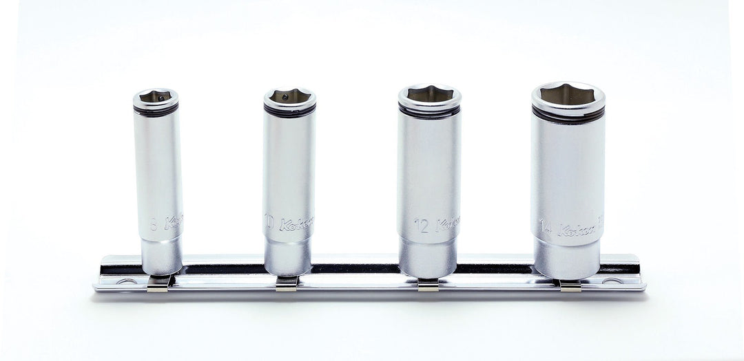 [RS2350M/4] Ko-ken(コーケン) 1/4"(6.35mm)SQ. ナットグリップディープソケットレールセット 4ヶ組 セット品4個 - MisakaZoo