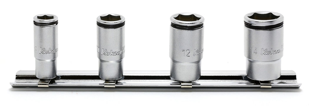 [RS2350X/4] Ko-ken(コーケン) 1/4"(6.35mm)SQ. ナットグリップセミディープソケットレールセット 4ヶ組 セット品4個 - MisakaZoo