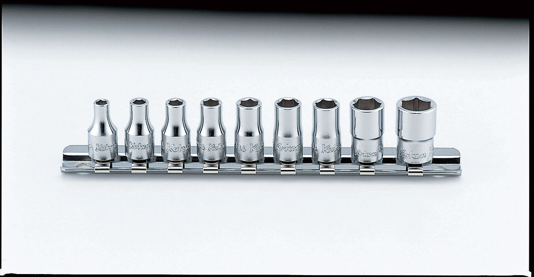[RS2400W/9] Ko-ken(コーケン) 1/4"(6.35mm)SQ. 6角ソケット(英国規格(BA)ソケット)レールセット 9ヶ組 セット品9個 - MisakaZoo