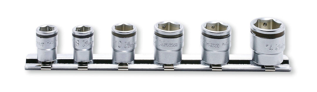 [RS2450MS/6] Ko-ken(コーケン) 1/4"(6.35mm)SQ. ナットグリップソケットレールセット 6ヶ組 セット品6個 - MisakaZoo