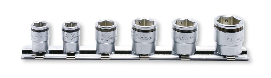 [RS2450MS/6] Ko-ken(コーケン) 1/4"(6.35mm)SQ. ナットグリップソケットレールセット 6ヶ組 セット品6個 - MisakaZoo