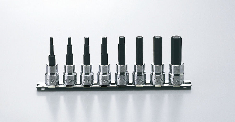[RS3010M/8-L38] Ko-ken(コーケン) 3/8"(9.5mm)SQ. ヘックスビットソケットレールセット 全長38mm 8ヶ組 セット品8個 - MisakaZoo