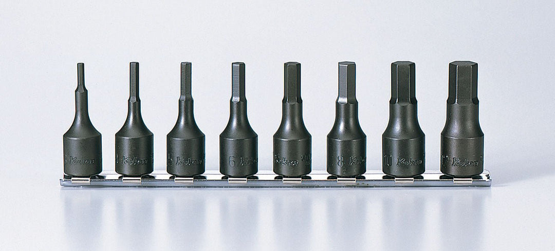 [RS3012M/8-L25] Ko-ken(コーケン) 3/8"(9.5mm)SQ. ヘックスビットソケットレールセット 全長25mm 8ヶ組 セット品8個 - MisakaZoo