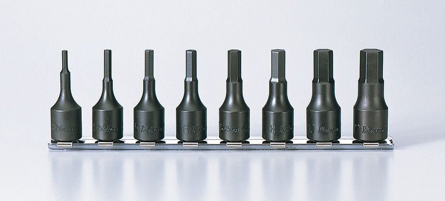 [RS3012M/8-L25] Ko-ken(コーケン) 3/8"(9.5mm)SQ. ヘックスビットソケットレールセット 全長25mm 8ヶ組 セット品8個 - MisakaZoo