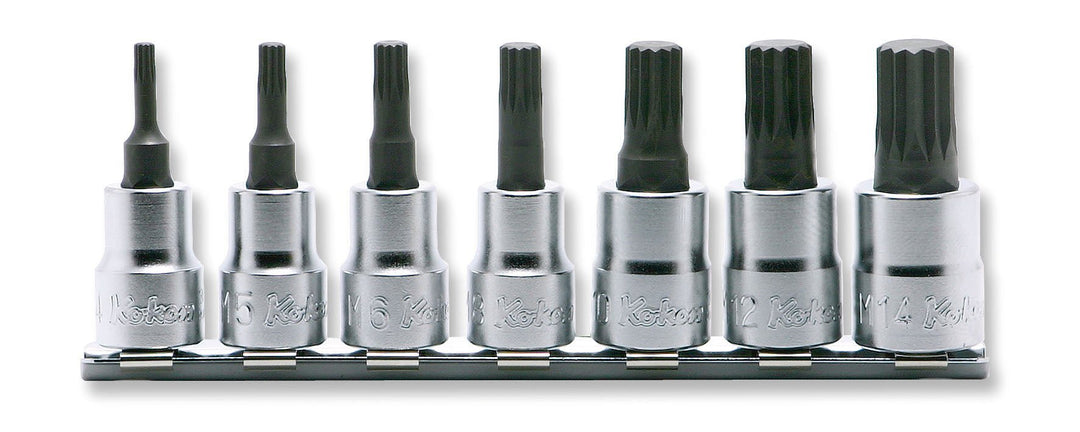 [RS3020/7-L50] Ko-ken(コーケン) 3/8"(9.5mm)SQ. 3重4角ビットソケット(XZN規格)レールセット 全長50mm 7ヶ組 セット品7個 - MisakaZoo