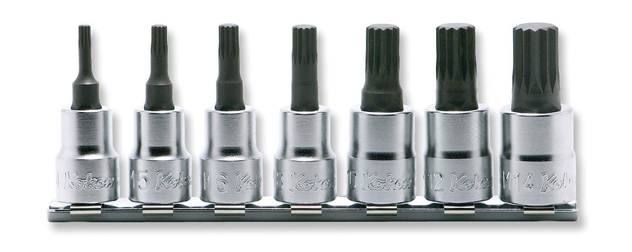 [RS3020/7-L50] Ko-ken(コーケン) 3/8"(9.5mm)SQ. 3重4角ビットソケット(XZN規格)レールセット 全長50mm 7ヶ組 セット品7個 - MisakaZoo