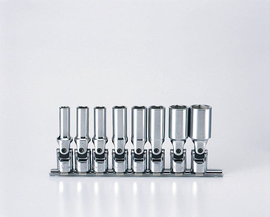 [RS3340M/8-L75] Ko-ken(コーケン) 3/8"(9.5mm)SQ. 6角ユニバーサルディープソケットレールセット 8ヶ組 セット品8個 - MisakaZoo