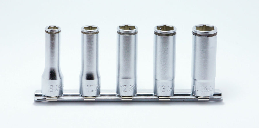 [RS3350M/5] Ko-ken(コーケン) 3/8"(9.5mm)SQ. ナットグリップディープソケットレールセット 5ヶ組 セット品5個 - MisakaZoo