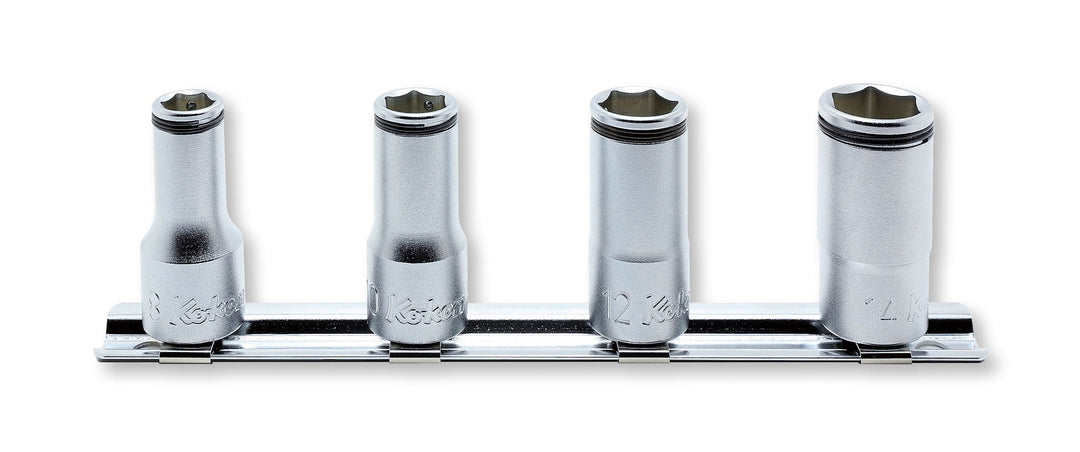 [RS3350X/4] Ko-ken(コーケン) 3/8"(9.5mm)SQ. ナットグリップセミディープソケットレールセット 4ヶ組 セット品4個 - MisakaZoo