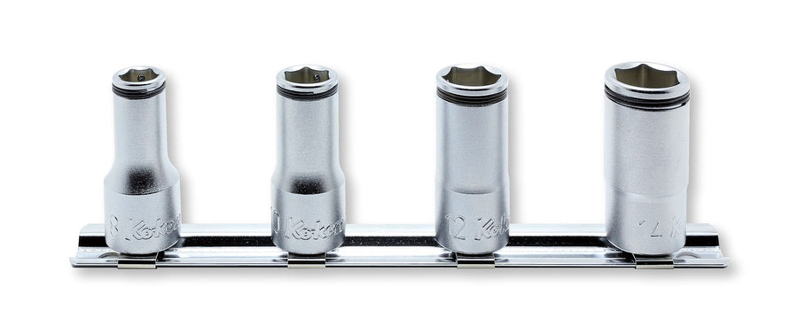 [RS3350X/4] Ko-ken(コーケン) 3/8"(9.5mm)SQ. ナットグリップセミディープソケットレールセット 4ヶ組 セット品4個 - MisakaZoo
