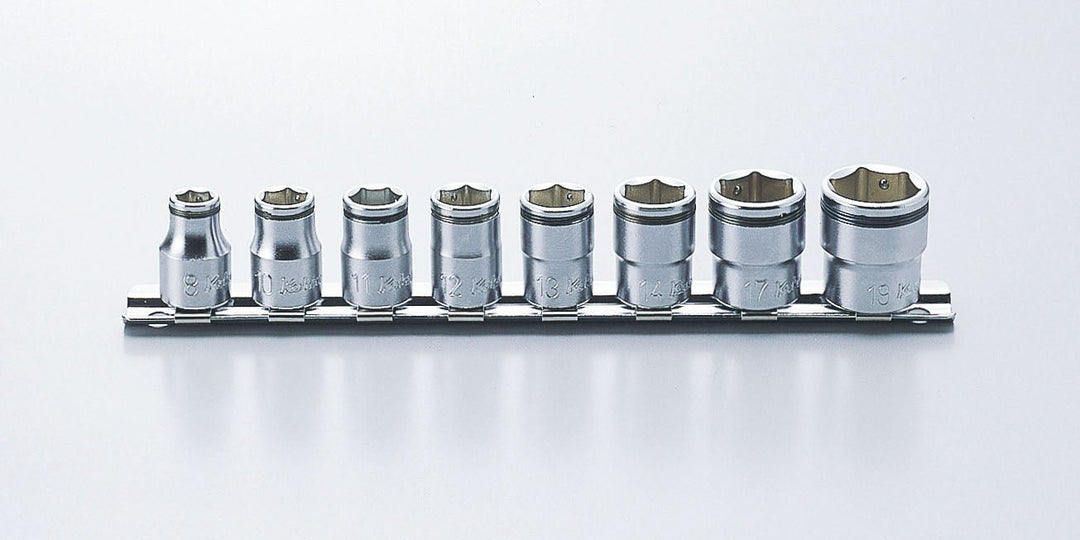 [RS3450M/8] Ko-ken(コーケン) 3/8"(9.5mm)SQ. ナットグリップソケットレールセット 8ヶ組 セット品8個 - MisakaZoo