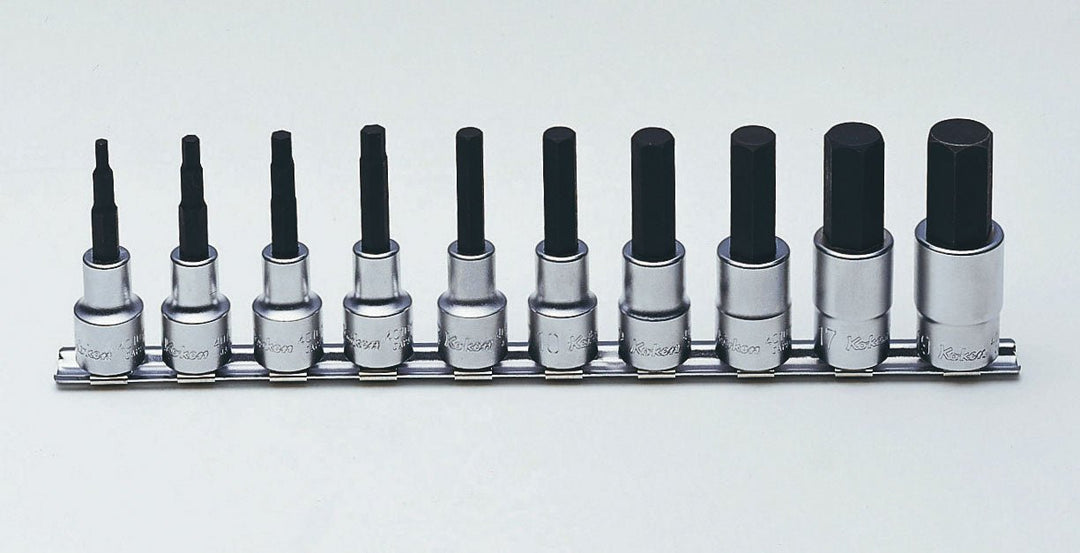 [RS4010M/10-L50] Ko-ken(コーケン) 1/2"(12.7mm)SQ. ヘックスビットソケットレールセット 全長50mm 10ヶ組 セット品10個 - MisakaZoo