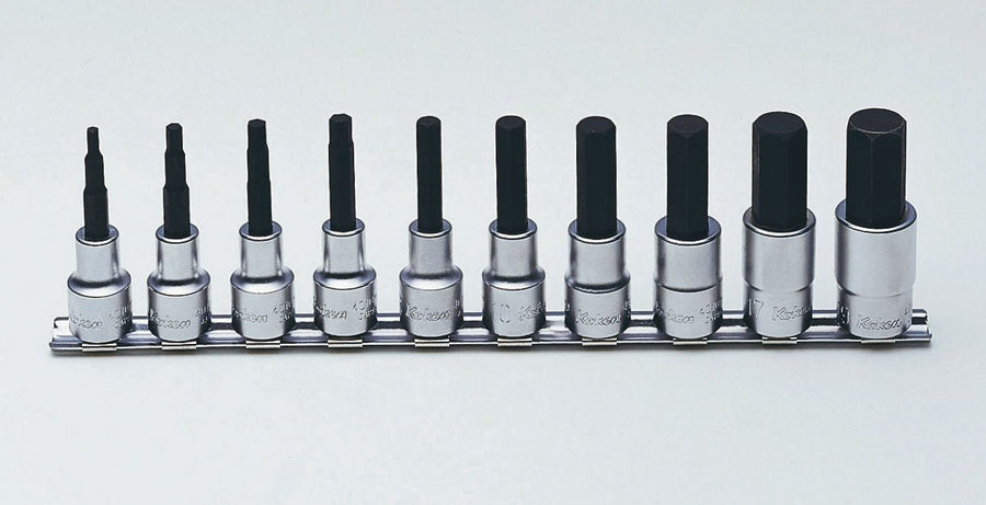 [RS4010M/10-L50] Ko-ken(コーケン) 1/2"(12.7mm)SQ. ヘックスビットソケットレールセット 全長50mm 10ヶ組 セット品10個 - MisakaZoo